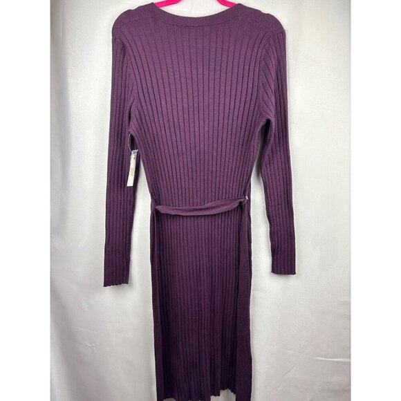 Time And Tru Womens Ribbed Long Cardigan Sweater In Purple Pearl Size S (4-6) 79 - Picture 7 of 7